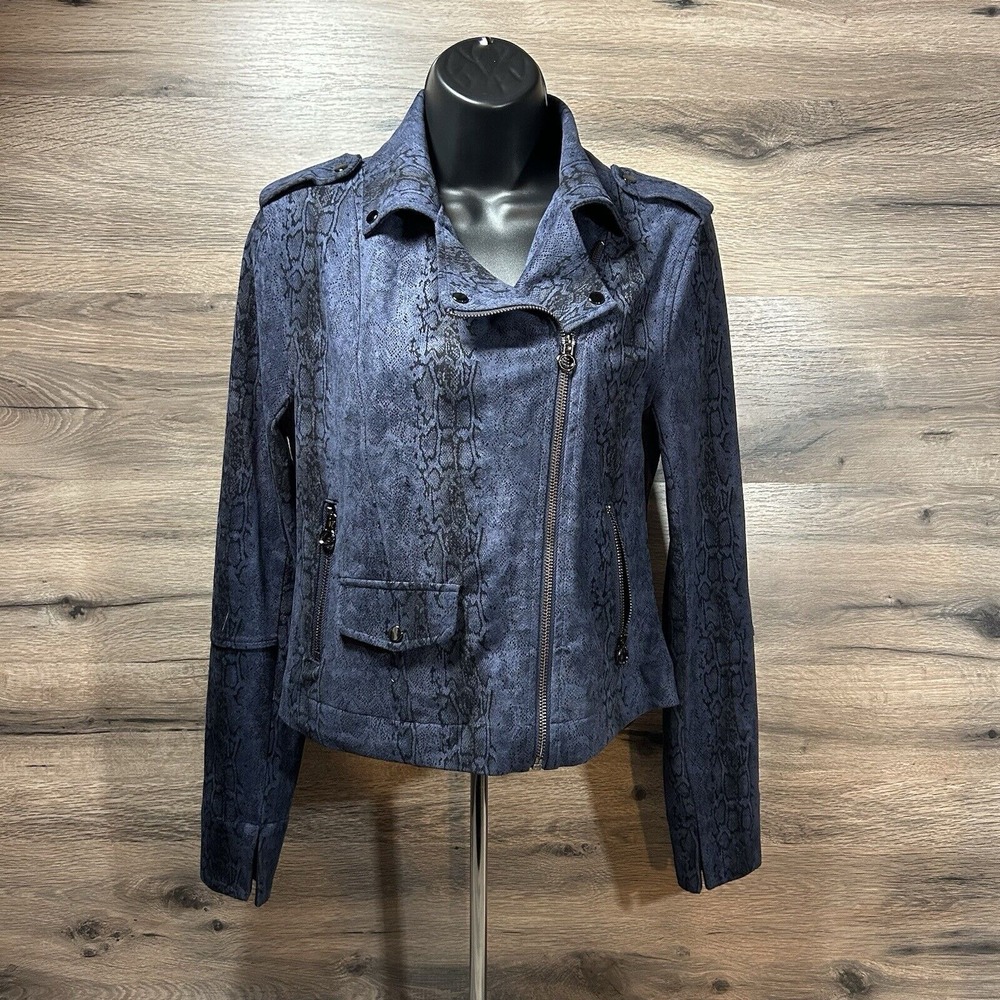 Lysse‎ Jacket Womens XS Snake Skin Pattern Blue Zip Casual Classic Excellent